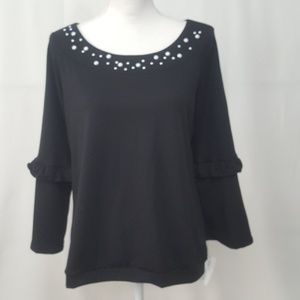 NWT NY Collection Black and Pearl Top !